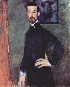 Amedeo Modigliani Portrat des Paul Alexanders vor grunem Hintergrund oil on canvas